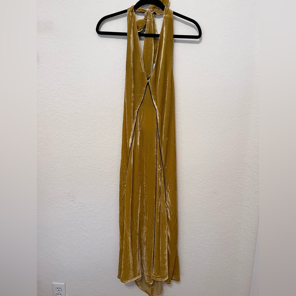 Free People Gold Velvet Backless Dress